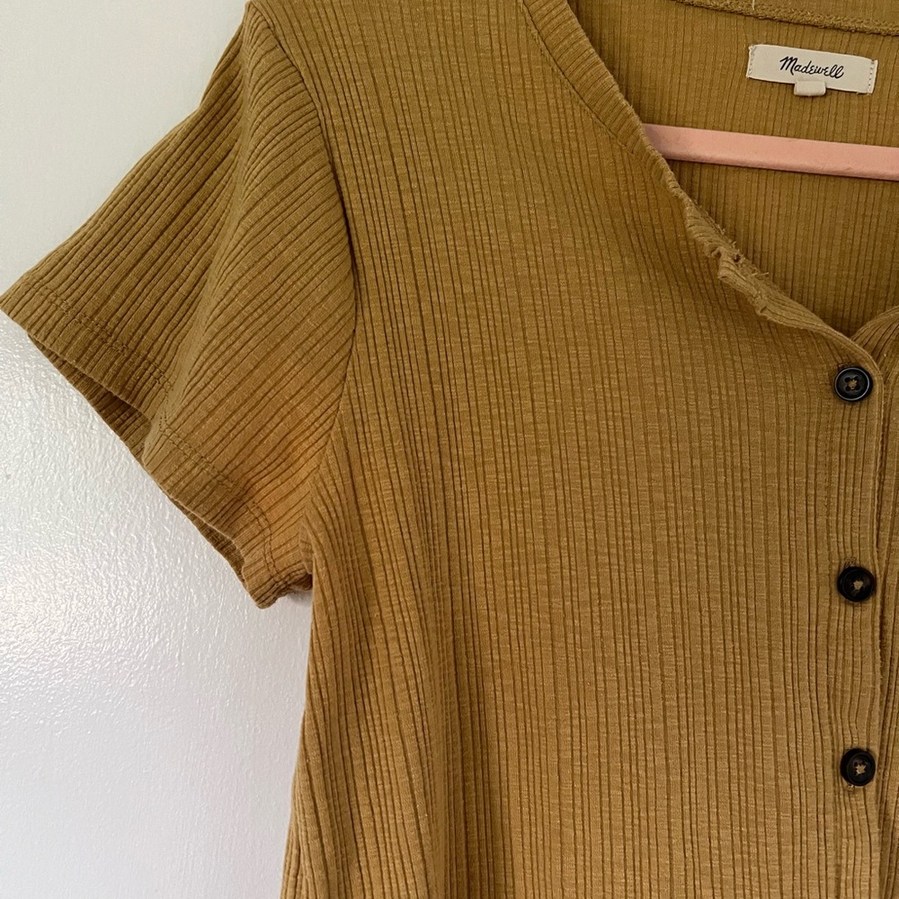 Madewell Mustard Button-Down Shirt - Picture 6 of 9